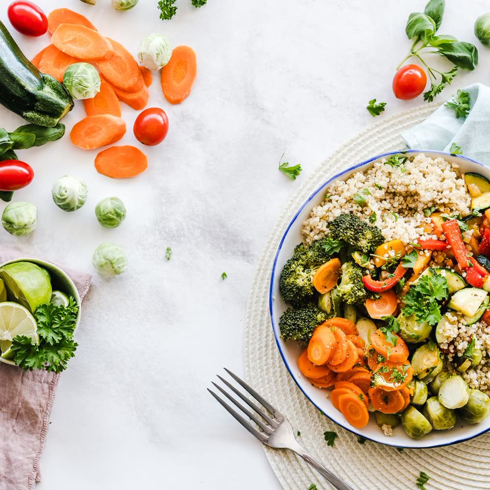 Nutrition — a colorful whole-foods plate